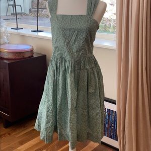 Green floral Liberty of London dress.